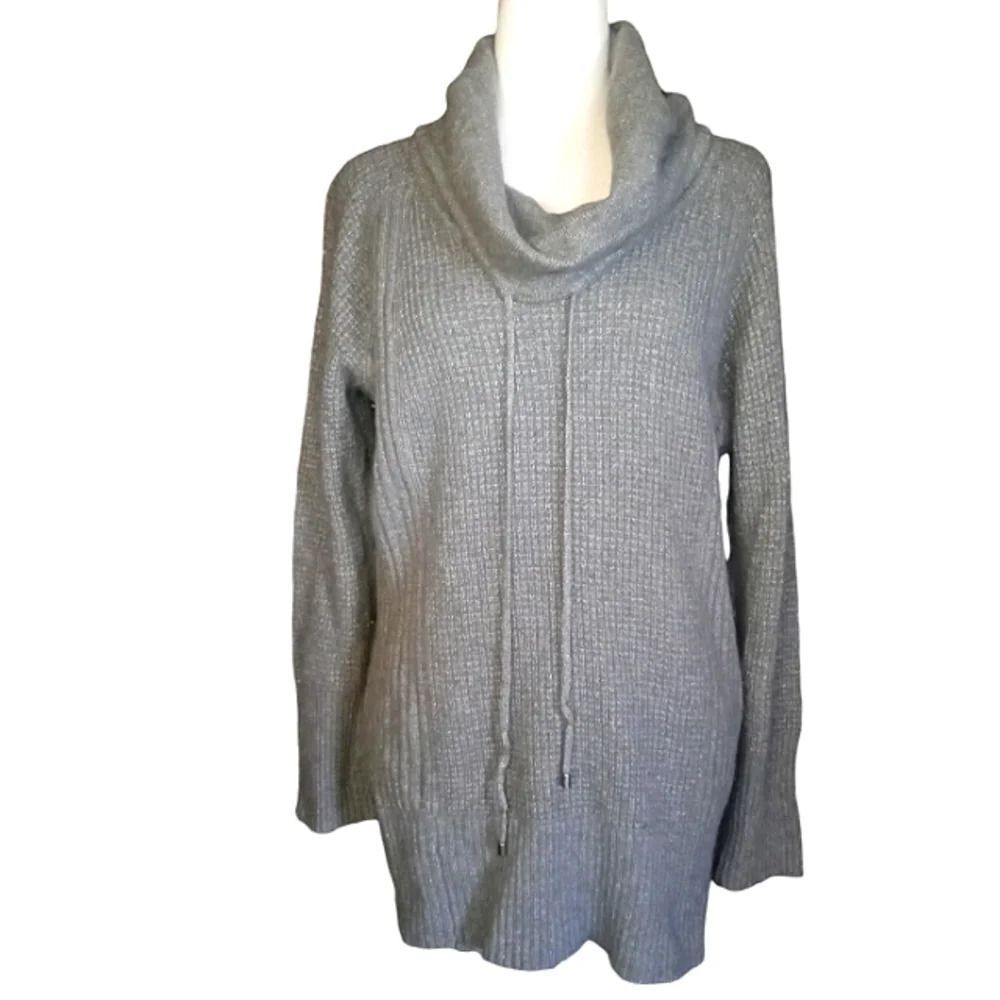 Ann Taylor Loft Gray Wool Rabbit Hair Blend Knit Cowl Neck Sweater Size XL